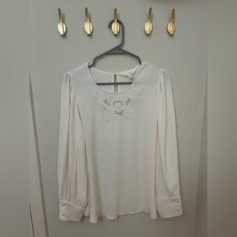 Lauren Conrad White Long Sleeve Blouse, Sz L